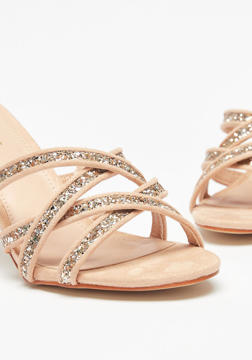Celeste Women's Glittery Slip-On Sandals with Stiletto Heels-Women%27s Heel Sandals-image-5