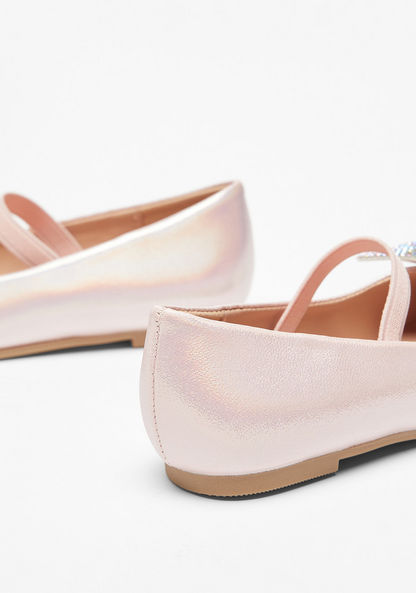Juniors Ballerina Shoes with Embellished Bow and Strap Detail