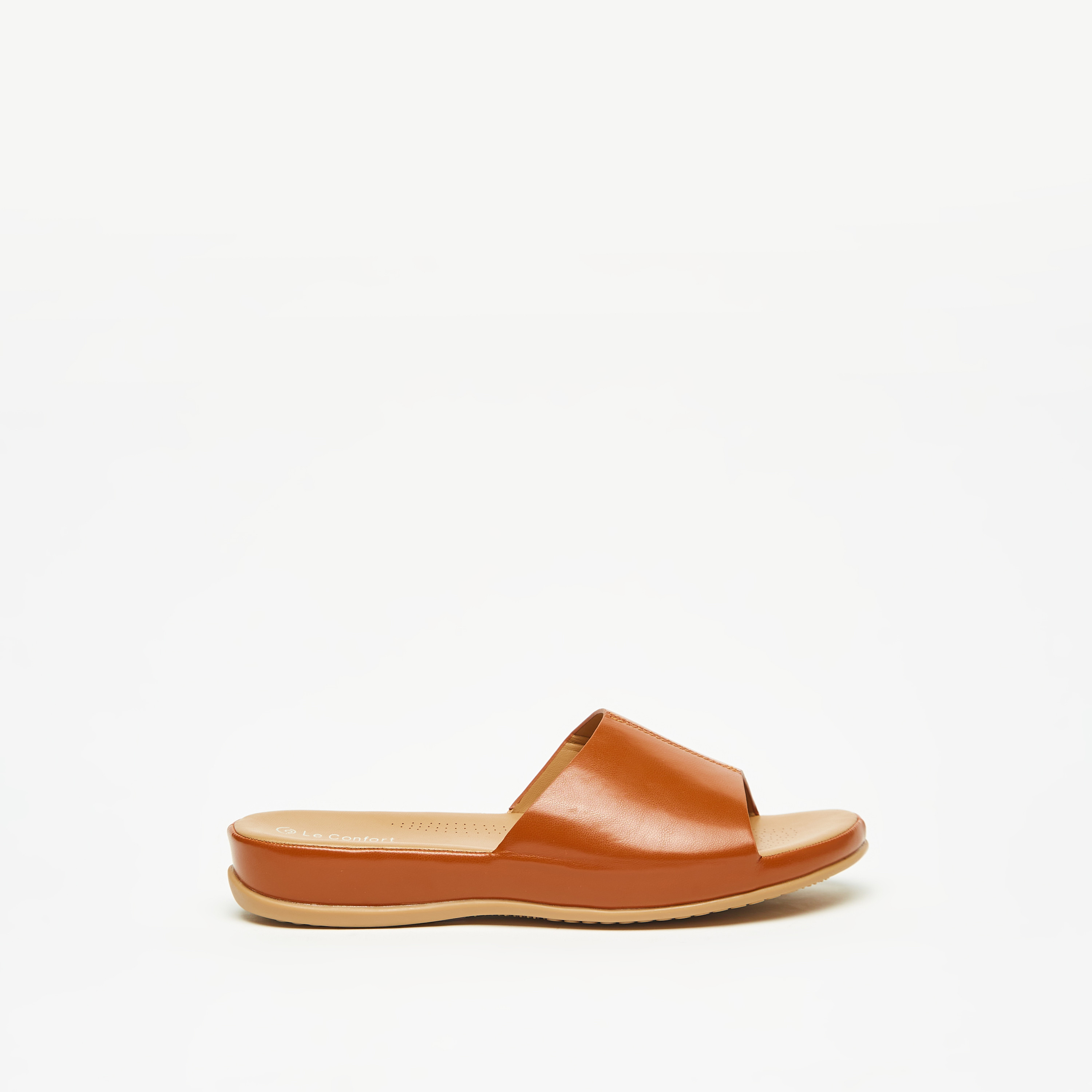 Tan slip store on sandals