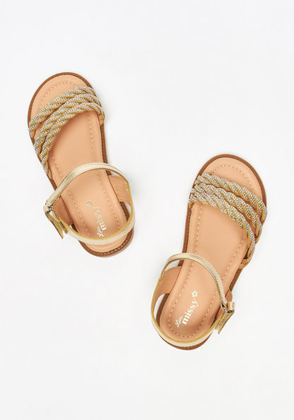 Little Missy Braided Flat Sandals with Hook and Loop Closure-Girl%27s Sandals-image-1