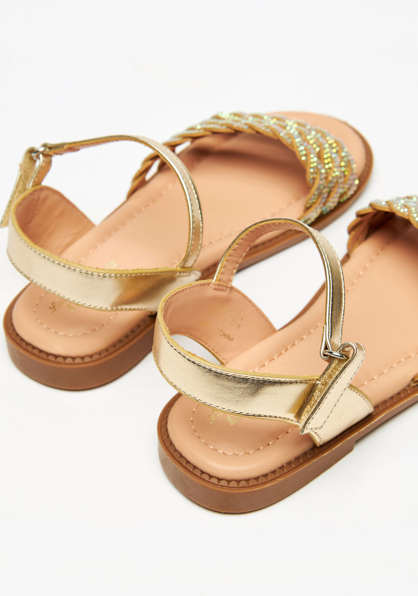 Little Missy Braided Flat Sandals with Hook and Loop Closure-Girl%27s Sandals-image-2
