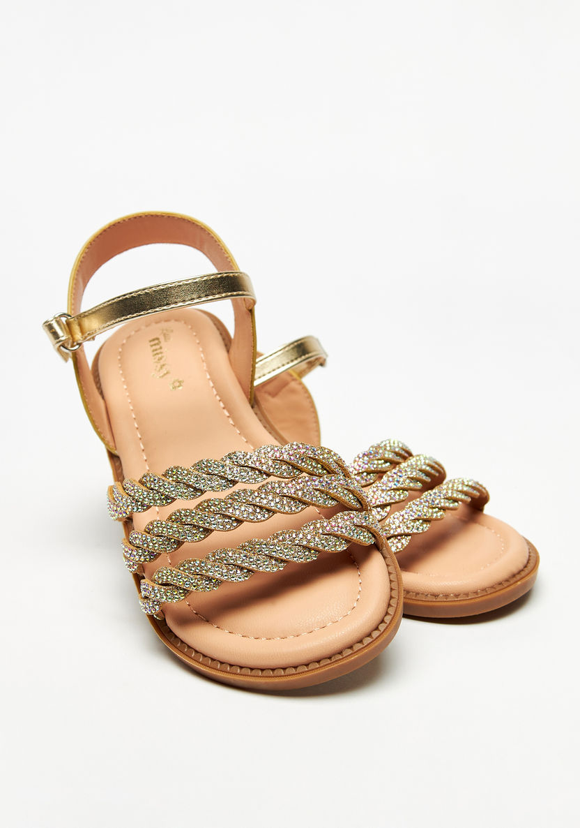 Little Missy Braided Flat Sandals with Hook and Loop Closure-Girl%27s Sandals-image-3