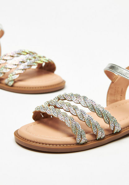 Little Missy Braided Flat Sandals with Hook and Loop Closure