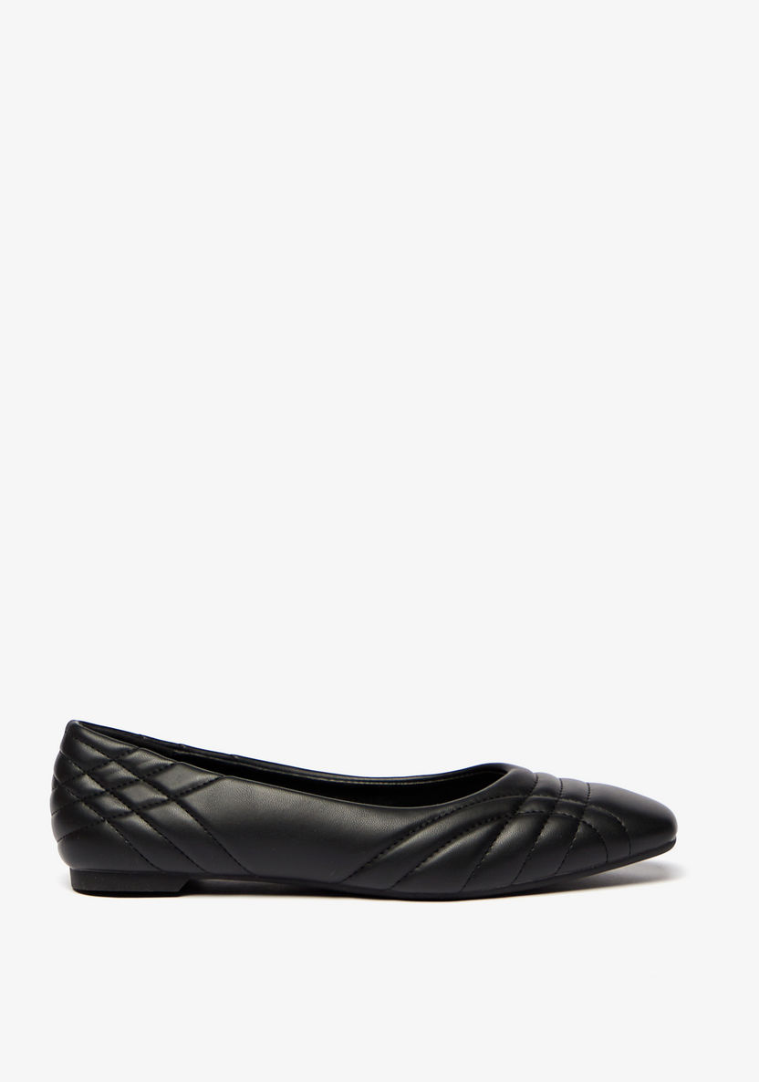 Celeste Women's Quilted Square Toe Slip-On Ballerina Shoes-Women%27s Ballerinas-image-0