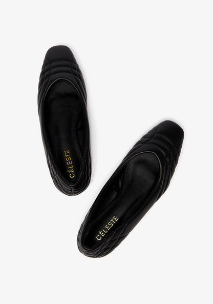 Celeste Women's Quilted Square Toe Slip-On Ballerina Shoes-Women%27s Ballerinas-image-1
