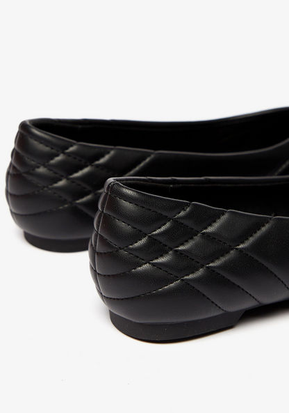 Celeste Women's Quilted Square Toe Slip-On Ballerina Shoes-Women%27s Ballerinas-image-2