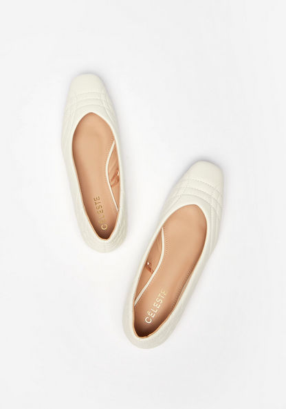 Celeste Women's Quilted Square Toe Slip-On Ballerina Shoes