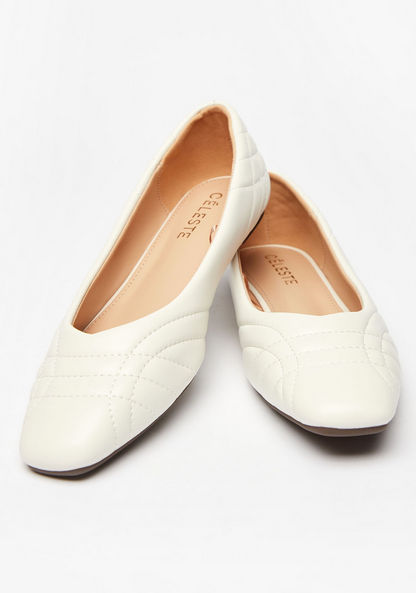 Celeste Women's Quilted Square Toe Slip-On Ballerina Shoes-Women%27s Ballerinas-image-3