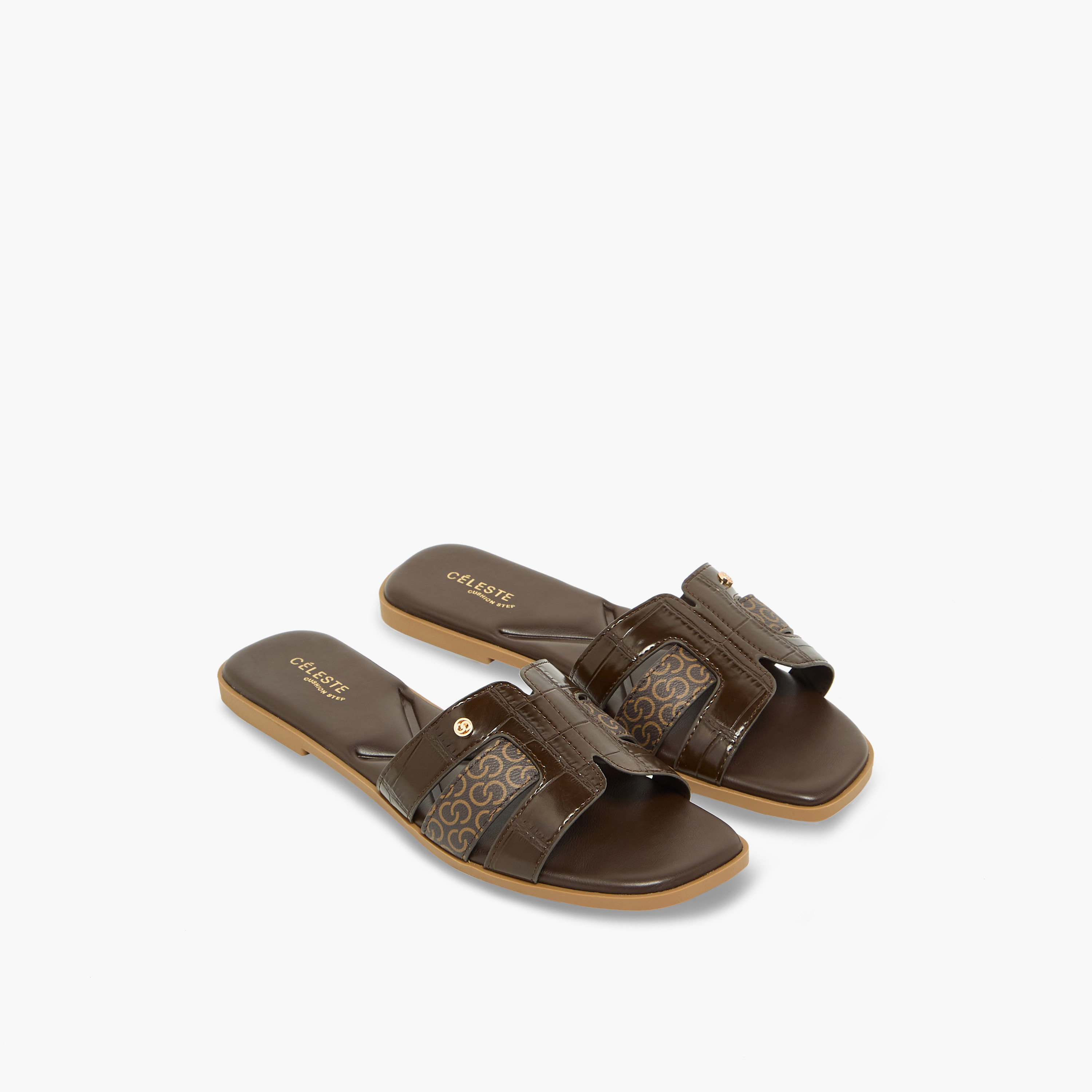 Celeste Women Monogram Print Sandals-women-shoes-sandals-flats-image-1