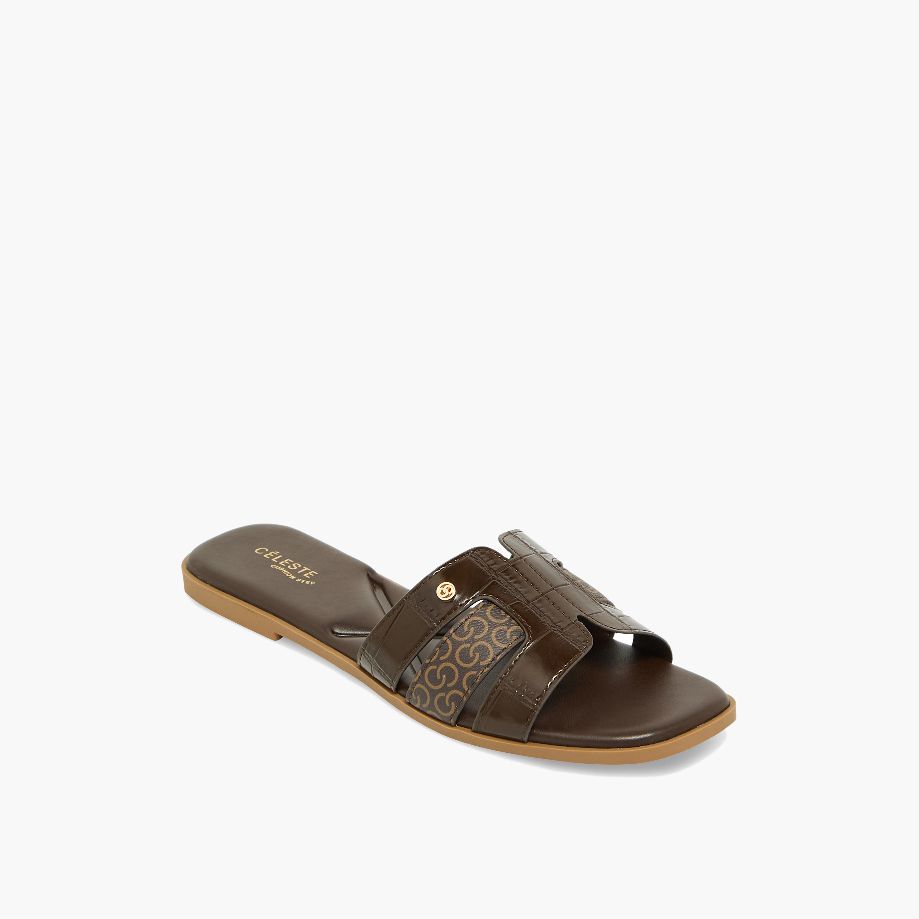 Celeste Women Monogram Print Sandals-women-shoes-sandals-flats-image-2
