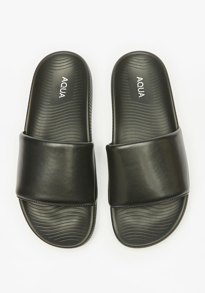 Aqua Solid Slip-On Slides-Women%27s Flip Flops & Beach Slippers-image-0