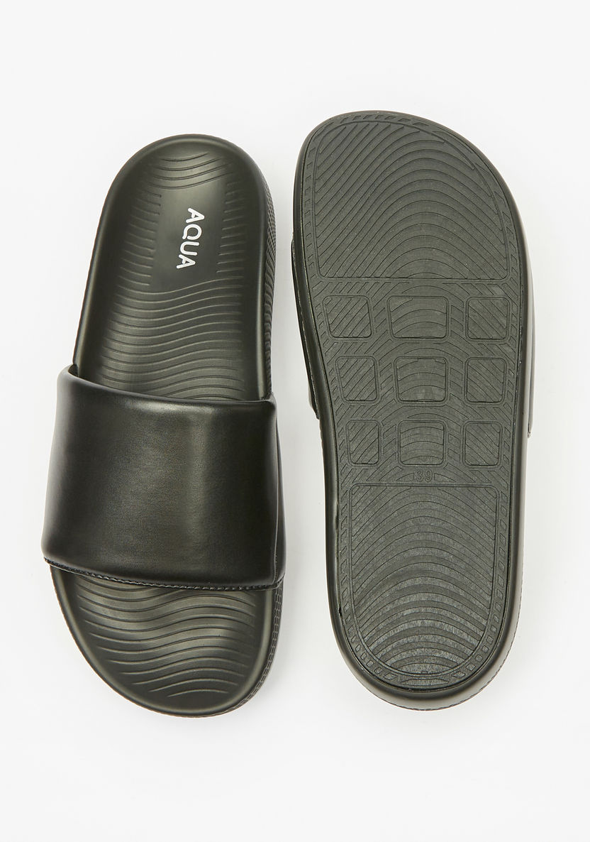 Aqua Solid Slip-On Slides-Women%27s Flip Flops & Beach Slippers-image-4