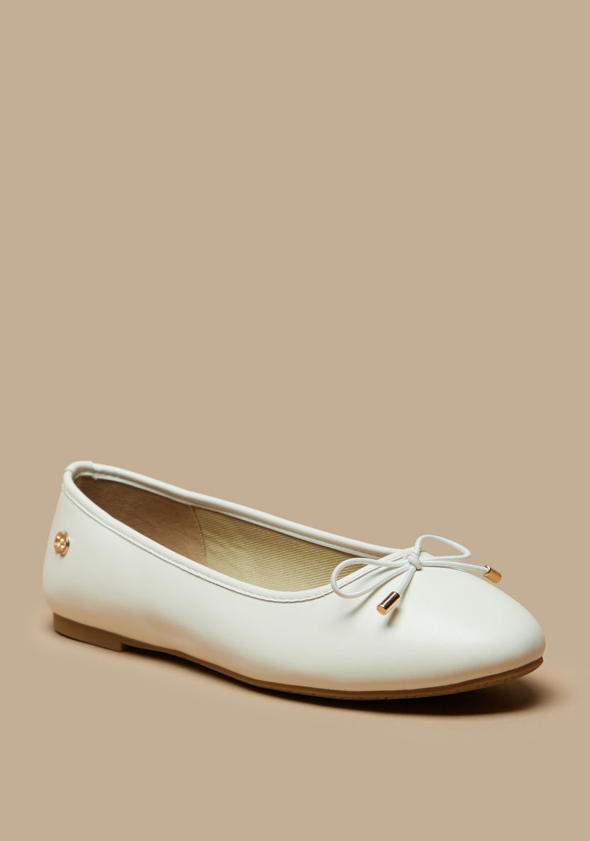 Celeste Women's Solid Round Toe Ballerina Shoes with Bow Applique-Women%27s Ballerinas-image-0