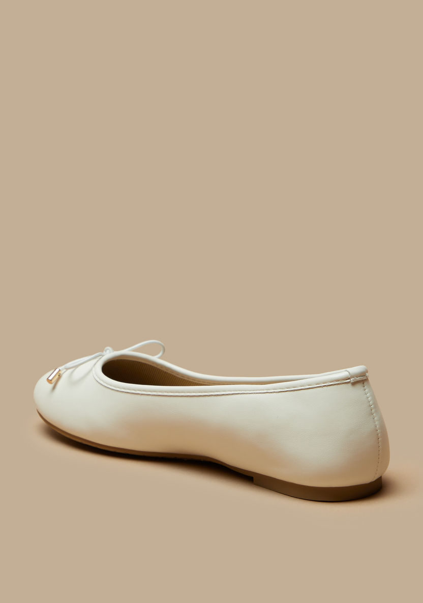 Celeste Women's Solid Round Toe Ballerina Shoes with Bow Applique-Women%27s Ballerinas-image-1