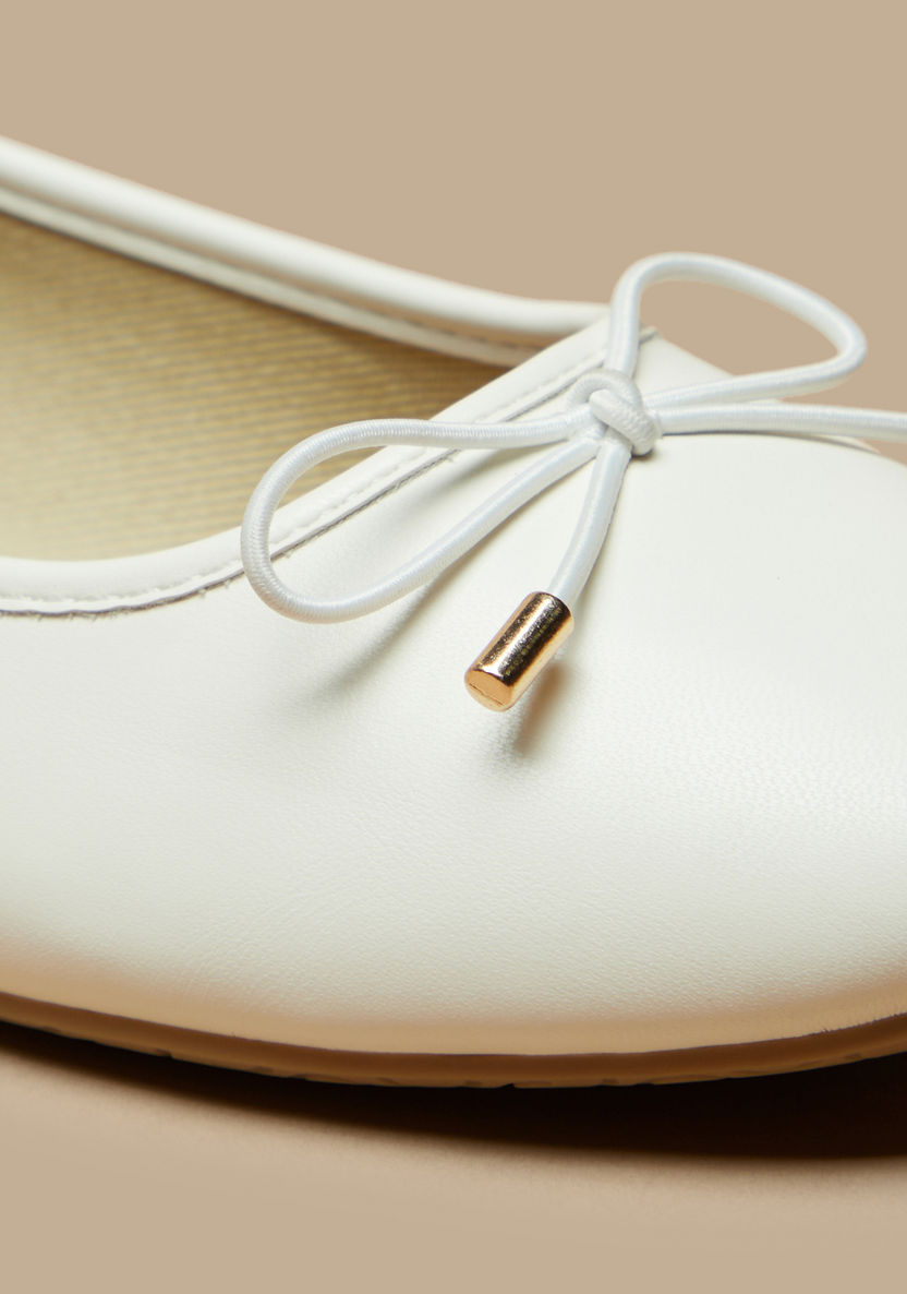 Celeste Women's Solid Round Toe Ballerina Shoes with Bow Applique-Women%27s Ballerinas-image-4