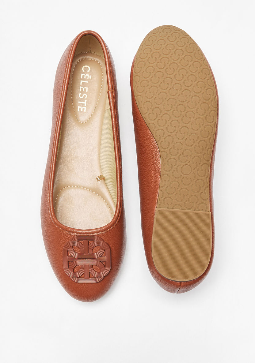 Celeste Women's Accent Detail Slip-On Round Toe Ballerina Shoes-Women%27s Ballerinas-image-3