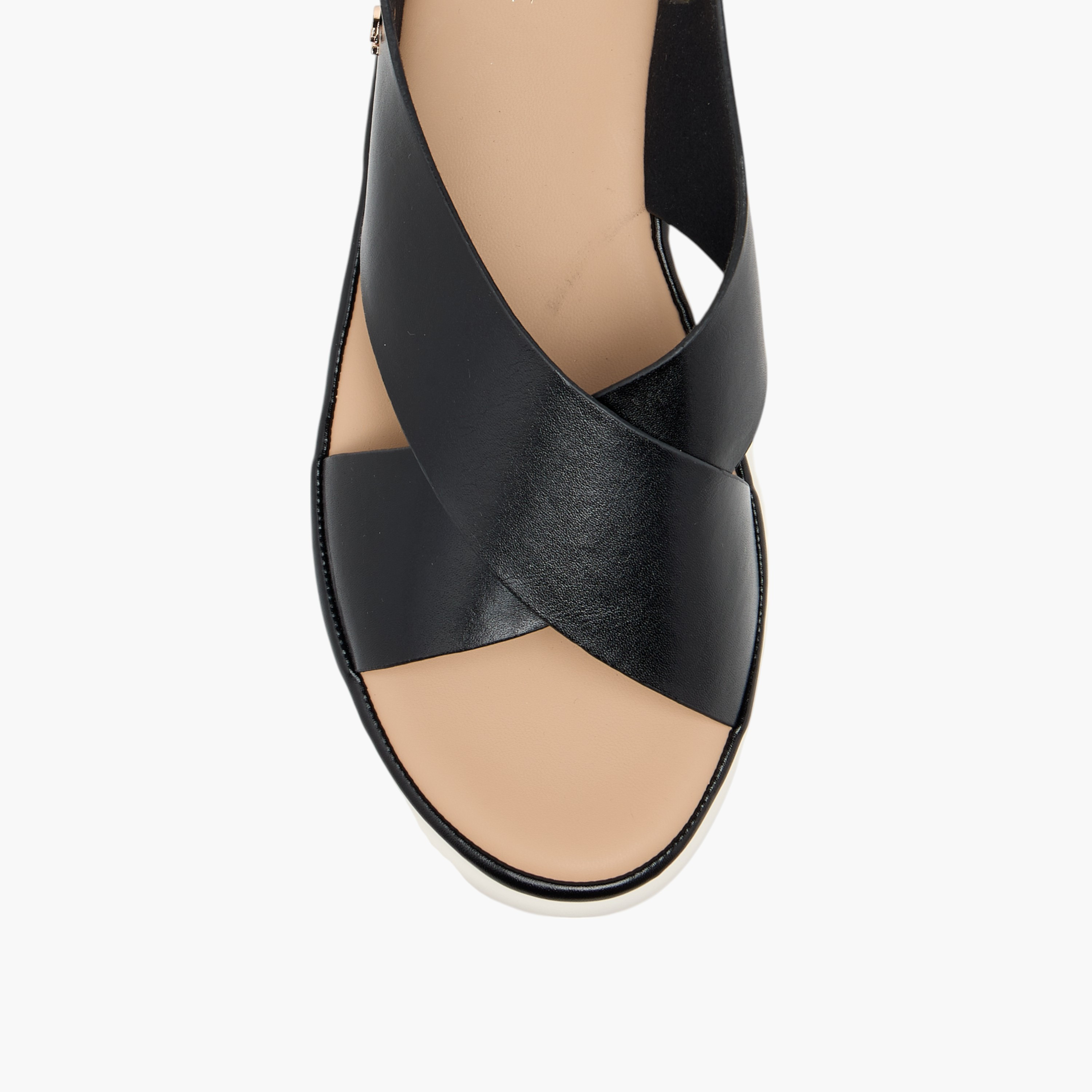 Le Confort Solid Cross Strap Comfort Sandals with Hook and Loop Closure-women-shoes-flats-sandals-image-3