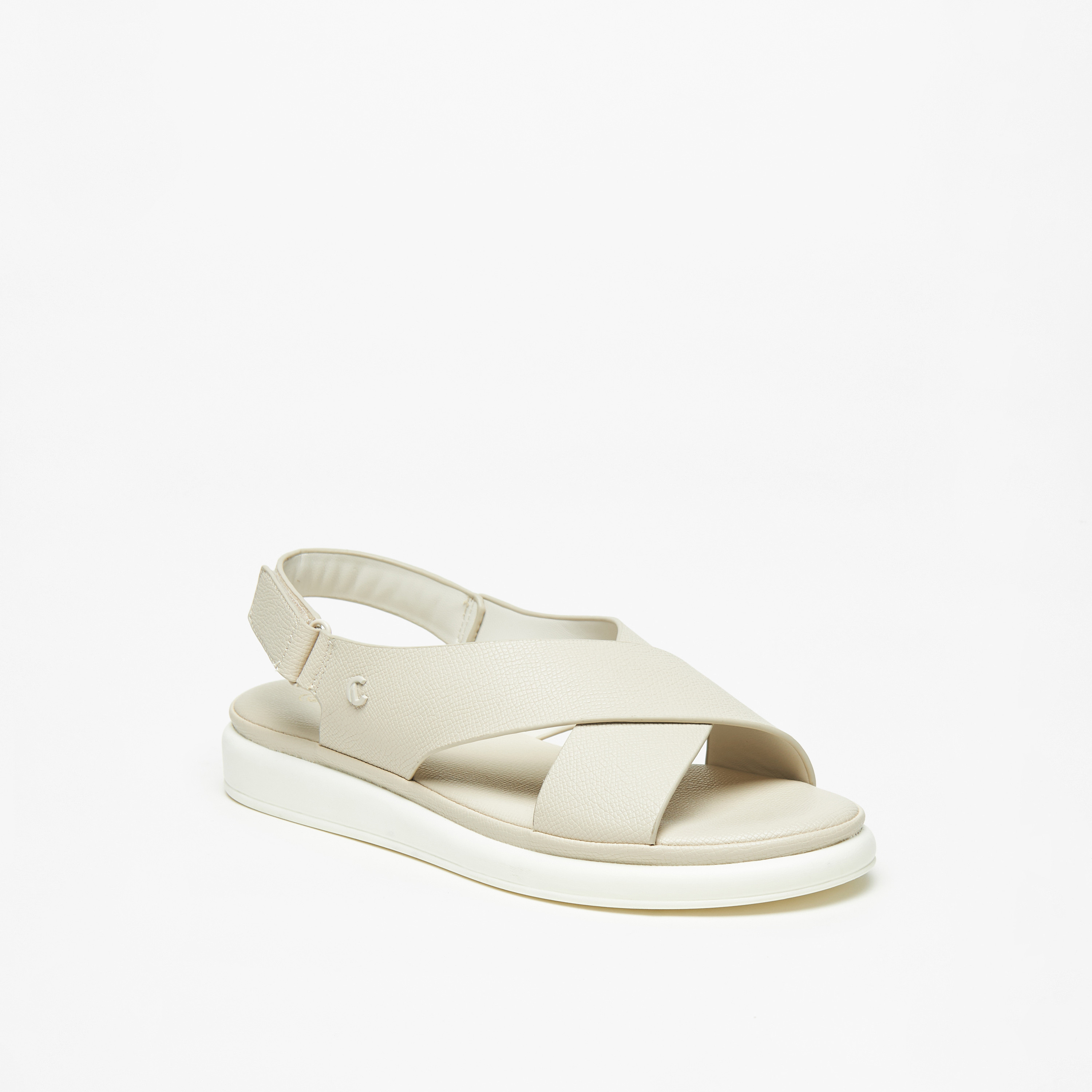 صندل مريح بارز الملمس بشريط إغلاق للنساء من لو كونفورت-women-shoes-flats-sandals-image-1