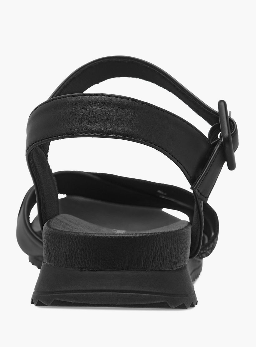 صندل مريح بارز الملمس بأحزمة متقاطعة وإبزيم إغلاق من لو كونفورت-women-shoes-flats-sandals-image-4