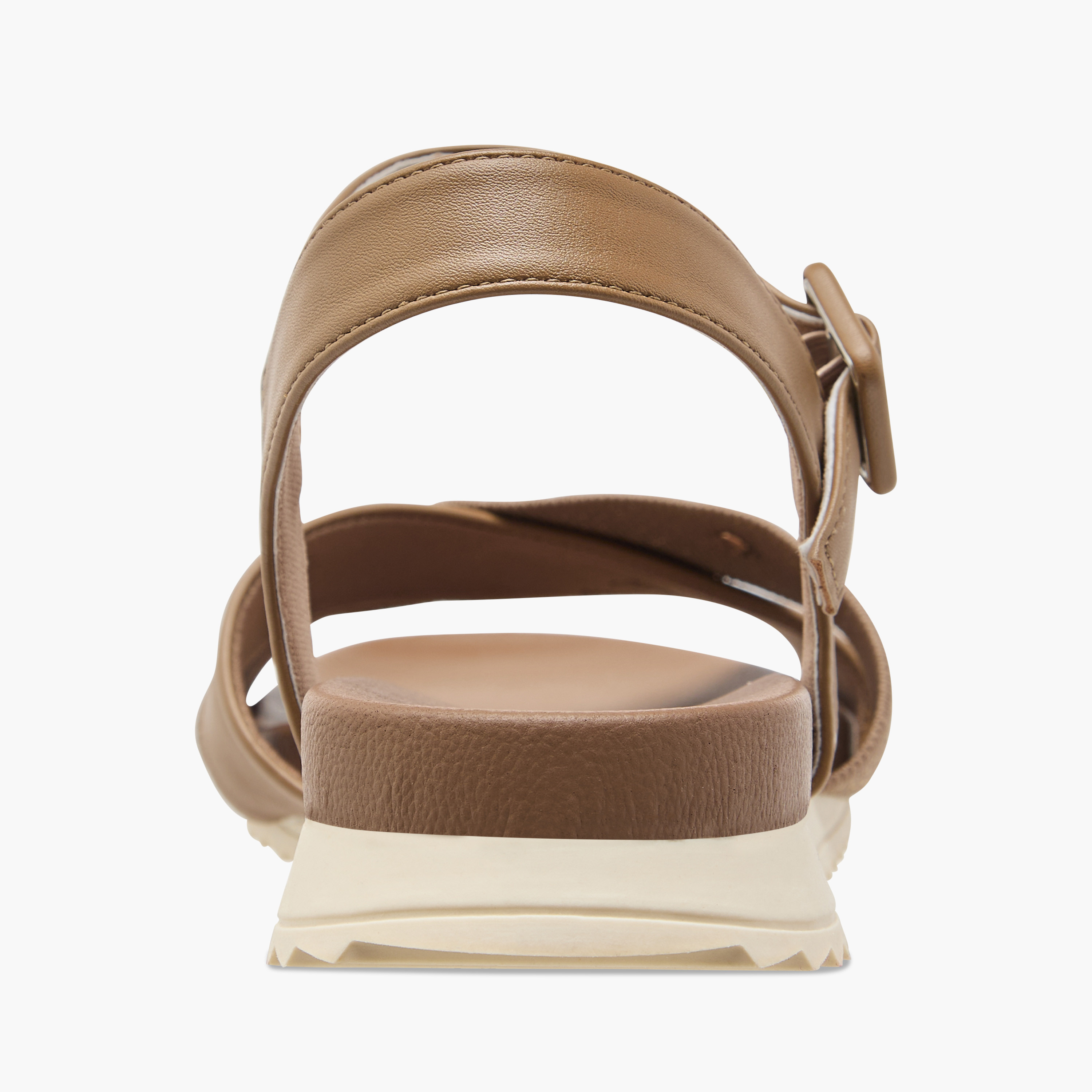 Le Confort Textured Cross Strap Comfort Sandals with Buckle Closure-women-shoes-flats-sandals-image-4