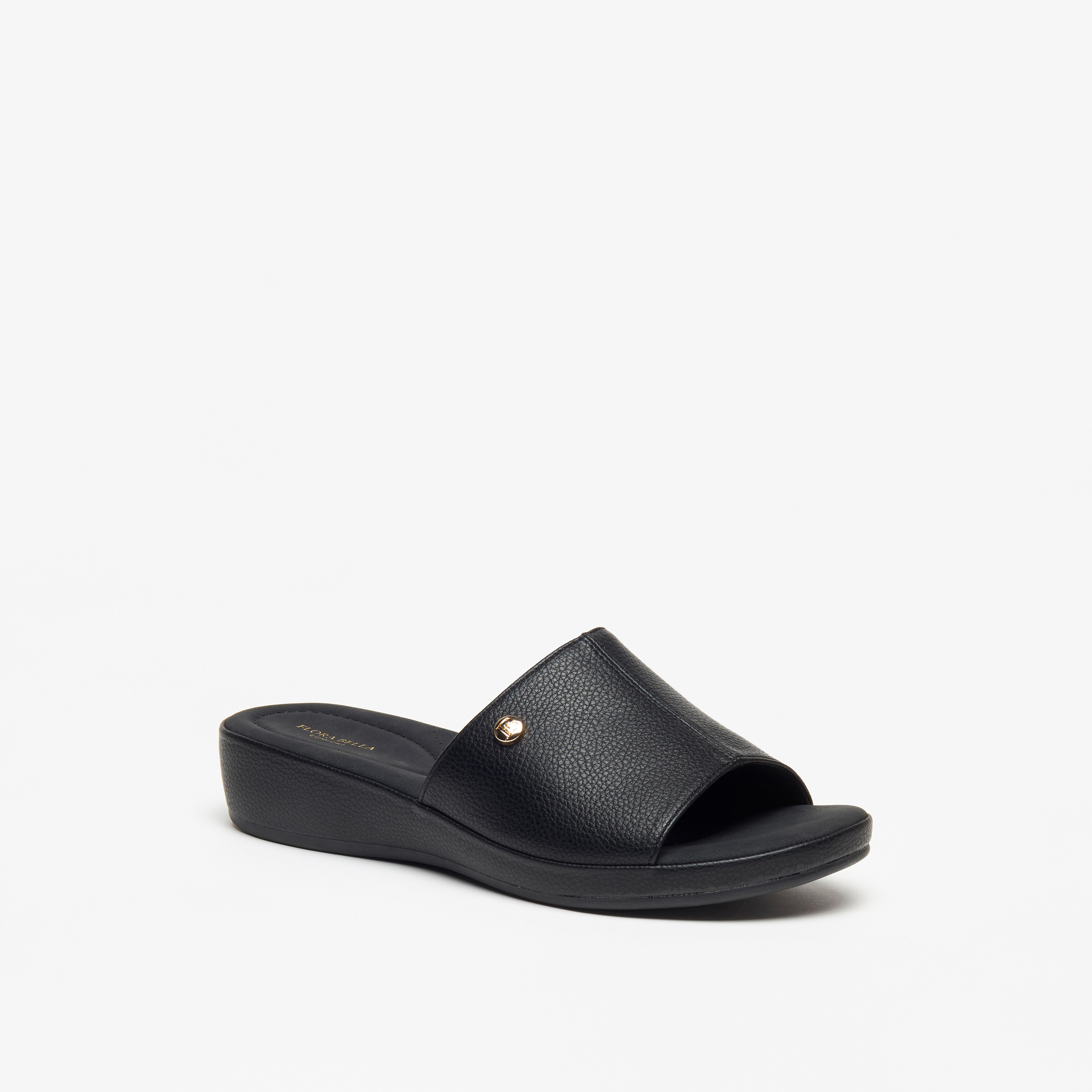 Flora Bella Textured Open Toe Slip-On Sandals with Metallic Trim-women-shoes-flats-sandals-image-6