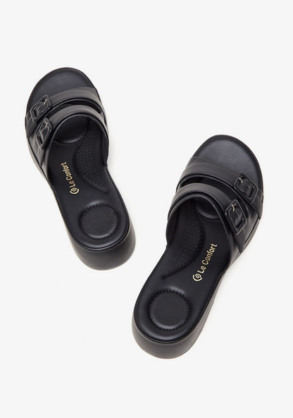 Le Confort Open Toe Slip-On Sandals with Flat Heels-Women%27s Flat Sandals-image-1