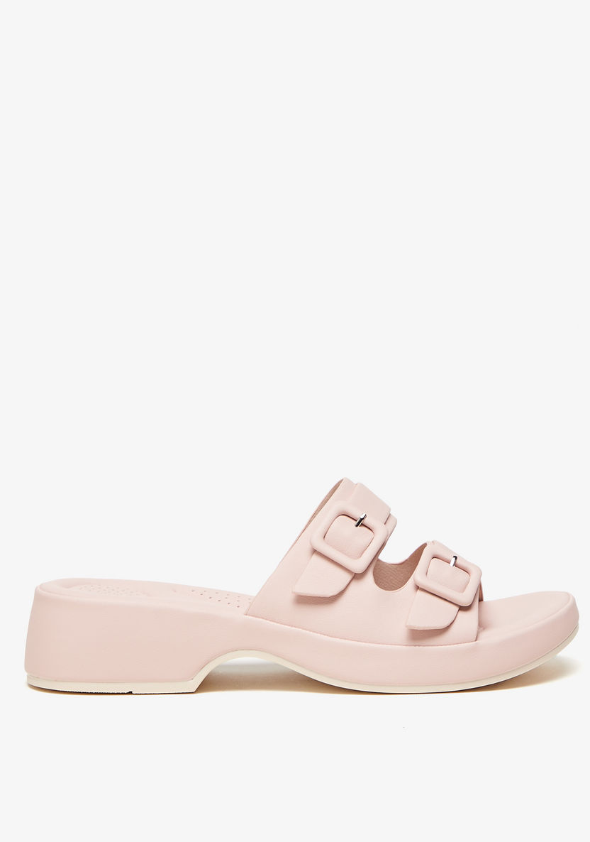 Le Confort Open Toe Slip-On Sandals with Flat Heels-Women%27s Flat Sandals-image-0