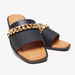 Celeste Women's Solid Slip-On Slide Sandals with Chain Detail-Women%27s Flat Sandals-thumbnailMobile-3