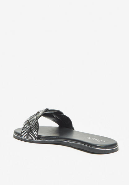 Celeste Women's Embellished Slip-On Cross Strap Sandals-Women%27s Flat Sandals-image-1