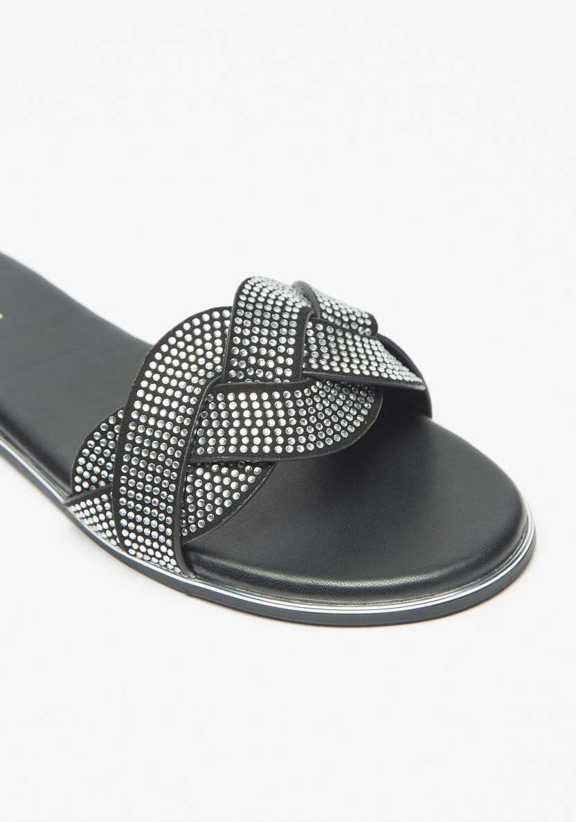 Celeste Women's Embellished Slip-On Cross Strap Sandals-Women%27s Flat Sandals-image-4