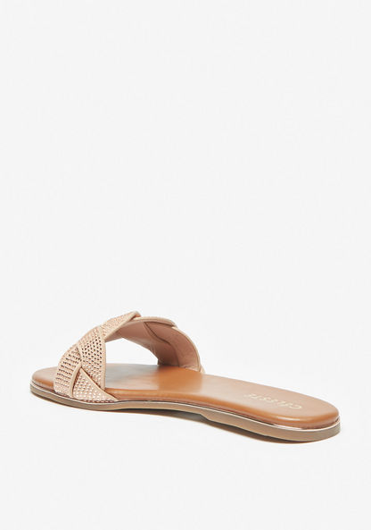 Celeste Women's Embellished Slip-On Cross Strap Sandals-Women%27s Flat Sandals-image-1