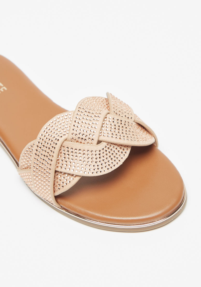 Celeste Women's Embellished Slip-On Cross Strap Sandals-Women%27s Flat Sandals-image-4