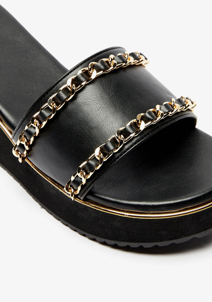 Celeste Women's Chain Accent Slip-On Flatform Sandals-Women%27s Heel Sandals-image-4