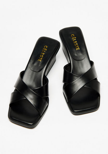 Celeste Women's Cross Strap Sandals with Wedge Heels-Women%27s Heel Sandals-image-2