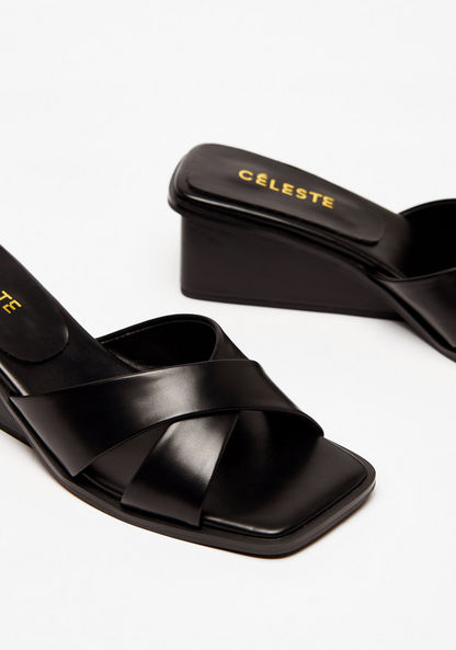 Celeste Women's Cross Strap Sandals with Wedge Heels-Women%27s Heel Sandals-image-3