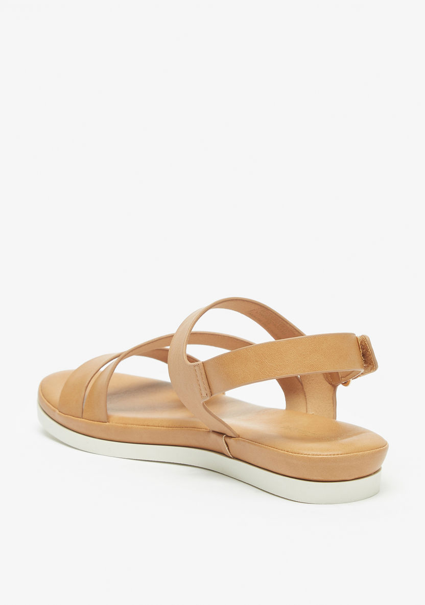 Le Confort Strappy Flat Sandals with Hook and Loop Closure-Women%27s Flat Sandals-image-1
