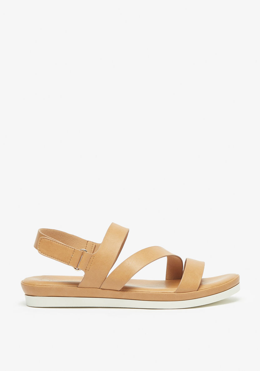 Le Confort Strappy Flat Sandals with Hook and Loop Closure-Women%27s Flat Sandals-image-2