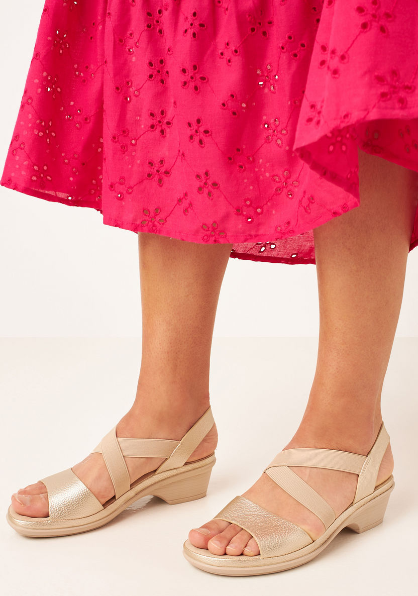 Le Confort Metallic Slip-On Slingback Sandals with Wedge Heels-Women%27s Heel Sandals-image-0