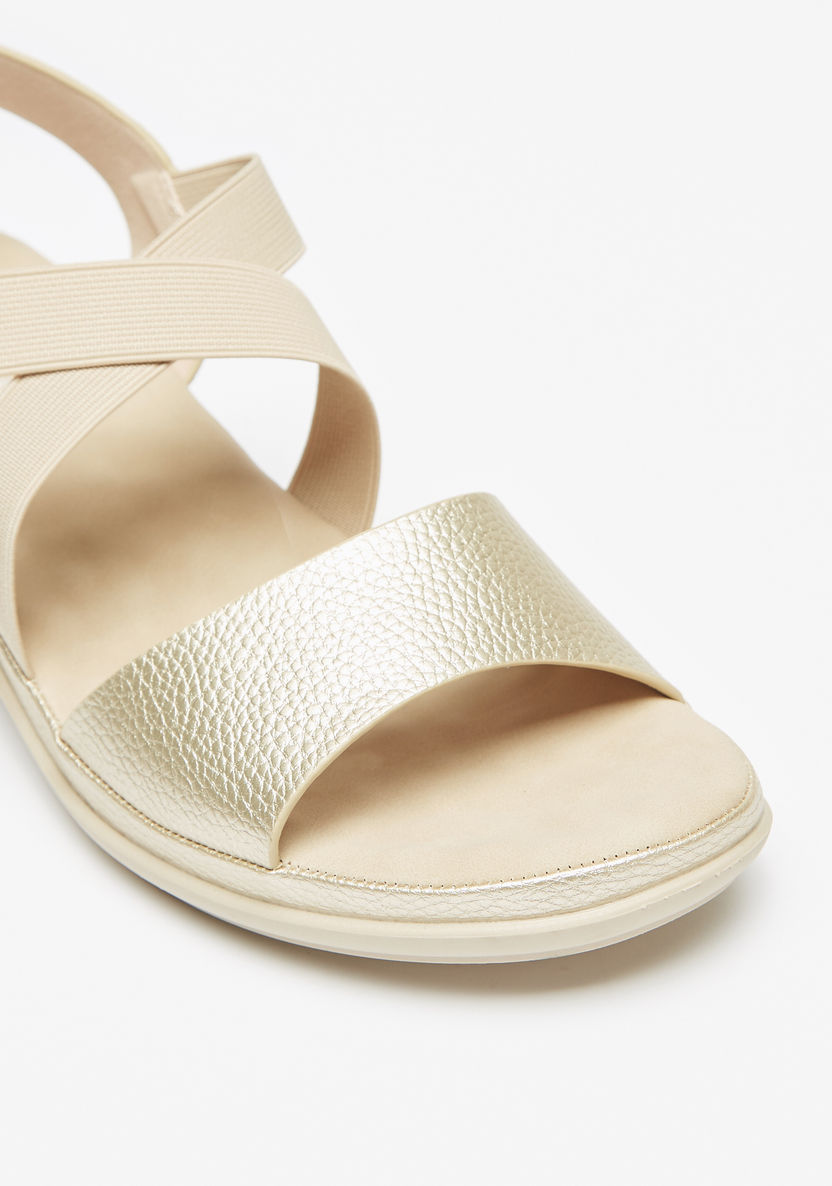 Le Confort Metallic Slip-On Slingback Sandals with Wedge Heels-Women%27s Heel Sandals-image-4