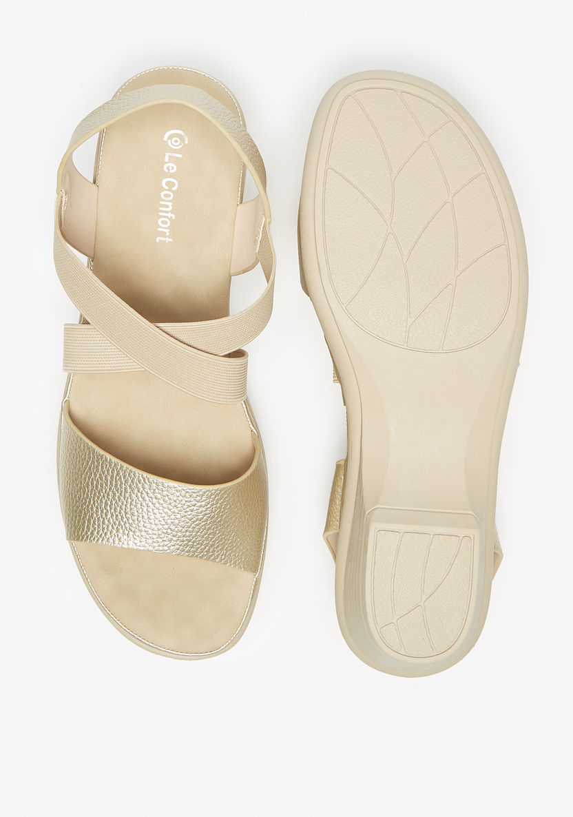 Le Confort Metallic Slip-On Slingback Sandals with Wedge Heels-Women%27s Heel Sandals-image-6
