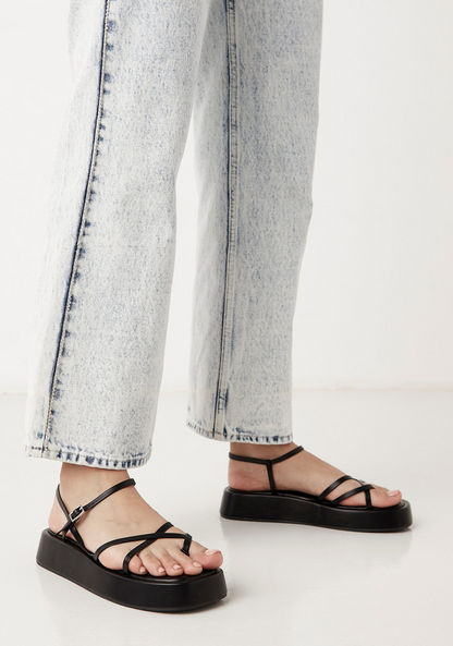 Missy Strappy Sandals with Buckle Closure and Flatform Heels