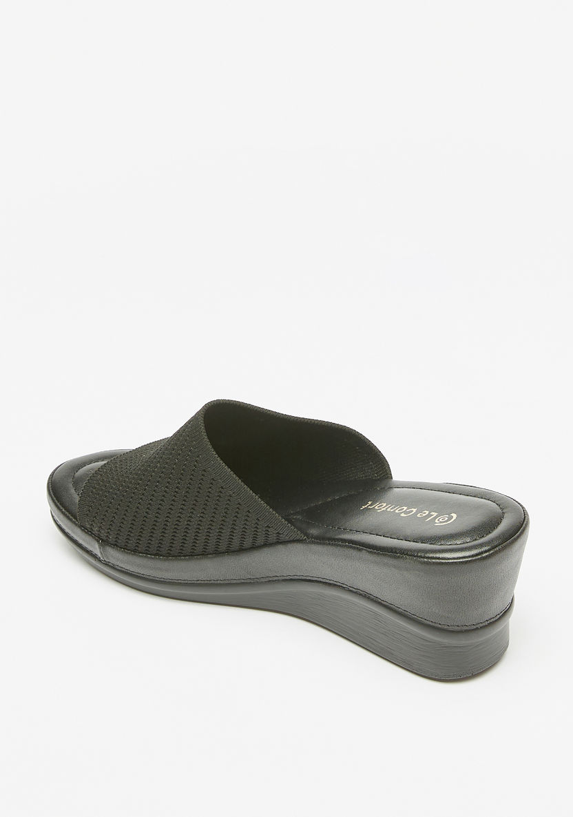 Le Confort Textured Slip-On Sandals with Wedge Heels-Women%27s Heel Sandals-image-1