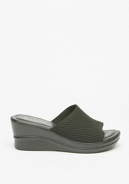 Le Confort Textured Slip-On Sandals with Wedge Heels-Women%27s Heel Sandals-image-2