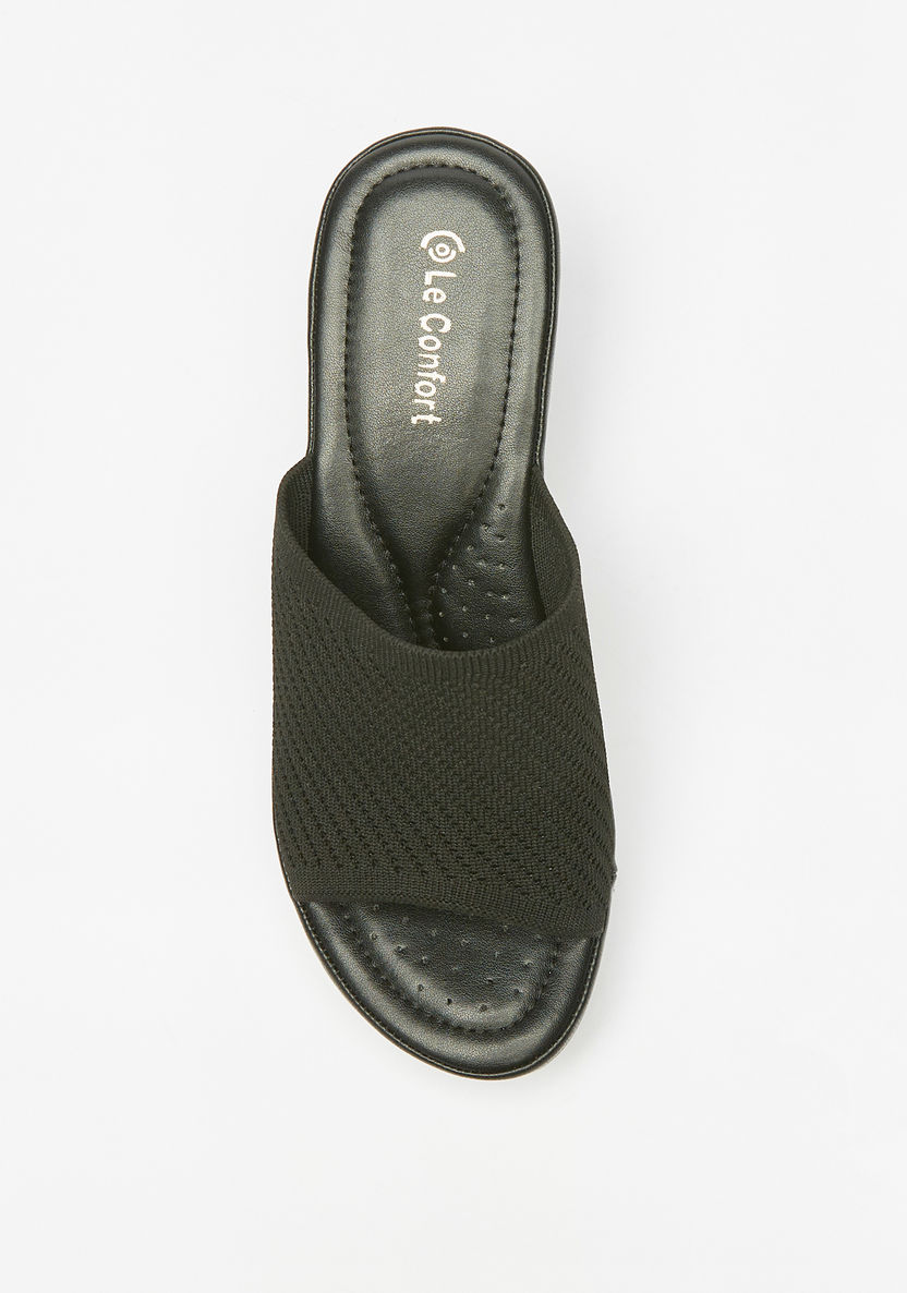 Le Confort Textured Slip-On Sandals with Wedge Heels-Women%27s Heel Sandals-image-3