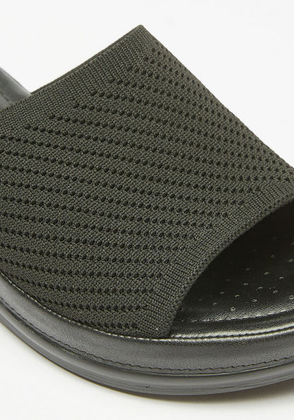 Le Confort Textured Slip-On Sandals with Wedge Heels-Women%27s Heel Sandals-image-5