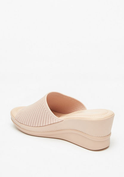 Le Confort Textured Slip-On Sandals with Wedge Heels-Women%27s Heel Sandals-image-1