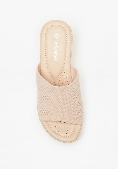 Le Confort Textured Slip-On Sandals with Wedge Heels-Women%27s Heel Sandals-image-3