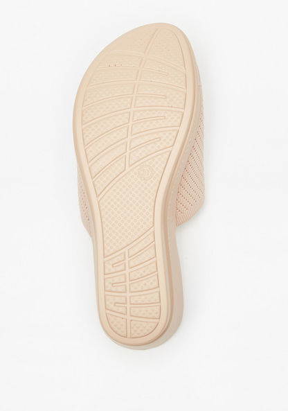 Le Confort Textured Slip-On Sandals with Wedge Heels-Women%27s Heel Sandals-image-4
