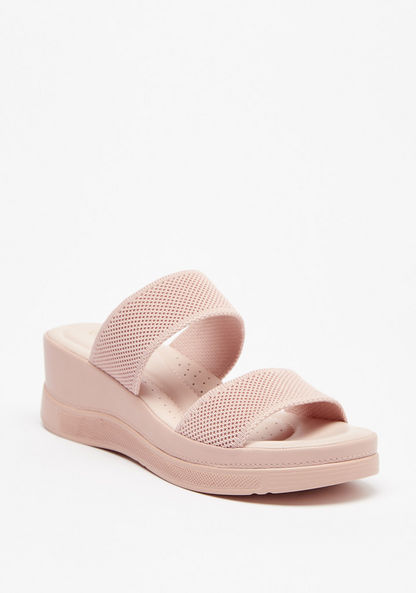 Le Confort Textured Slip-On Sandals with Flatform Heels-Women%27s Heel Sandals-image-1