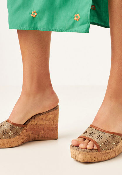 Elle Women's Studded Slip-On Wedge Heel Sandals-Women%27s Heel Sandals-image-1